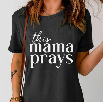 European And American Mother's Prayer Graphic T-shirt Printed Casual Round Neck Short