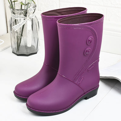 Fashion Velvet Padded Rain Boots Women Warm Knee-high Rain Boots