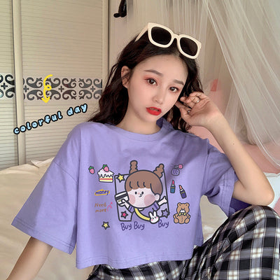 Top Short Loose Cute Hyun Ya Style T-shirt Women Trend