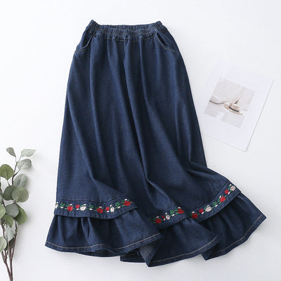 Fashion Embroidery Denim Skirt For Women