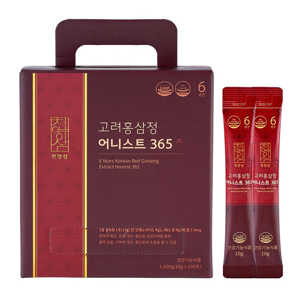 Cheonyang ginseng 6 years old Korean red ginseng garden 365 red ginseng stick 100 pcs, 1000g, 1