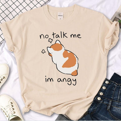 Don't Talk To Me My Funny Cat Prints Casual Round Neck Short Sleeves