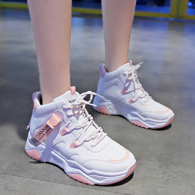 High-top sneakers, white shoes, women
