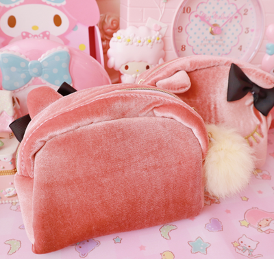 Cute Cartoon Cat Plush Bags Kawaii Small Fur Ball Kitten Cosmetic Bag Girls Makeup Bags For Lovers Children Gifts