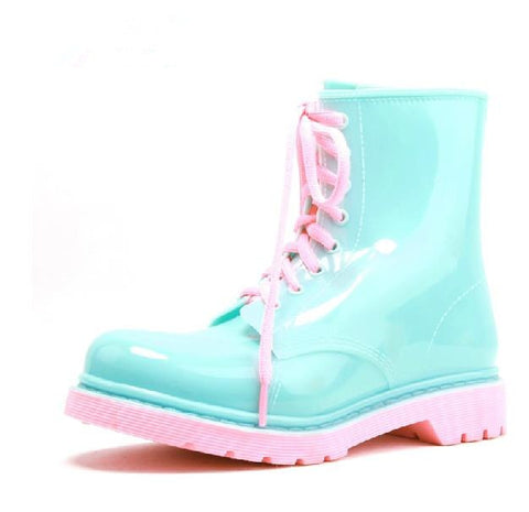 Transparent glitter rain boots