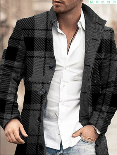 Men Fashion Casual Jacket Mid Length Trench Coat