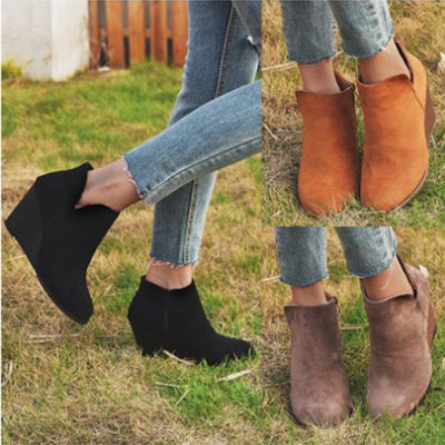 Wedge Heel Ankle Boots Hot Style Nude Boots Fashion