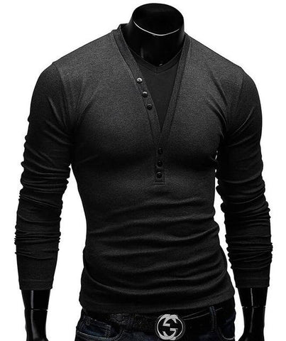 Long Sleeve V-Neck Layered Men T-Shirt