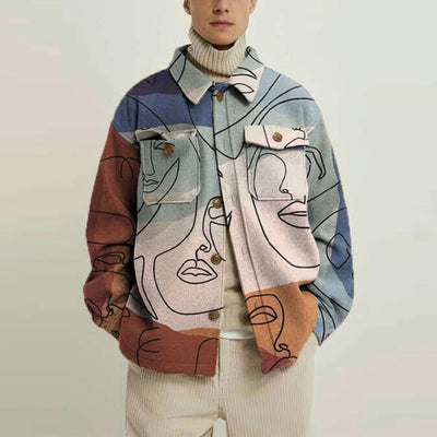 Fashion Trend Lapel Print Jacket Jacket Men