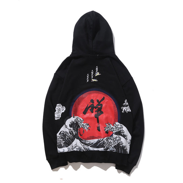 Chinese Character Print Hoodie Men