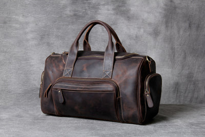 Leather Big Travel Bag Men'S And Women'S European And American Retro Hand Luggage Bag