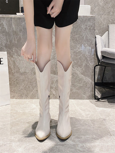 Cowboy Boots Women Retro Long Boots Pointed Toe