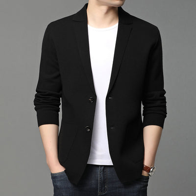 Hair Spring And Autumn Men''S T-Shirt Coat Korean Version Blazer Solid Color Cardigan Handsome Men''S Sweater