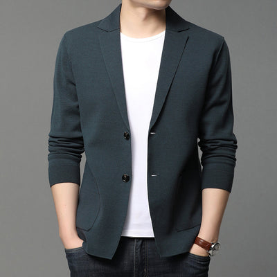 Hair Spring And Autumn Men''S T-Shirt Coat Korean Version Blazer Solid Color Cardigan Handsome Men''S Sweater