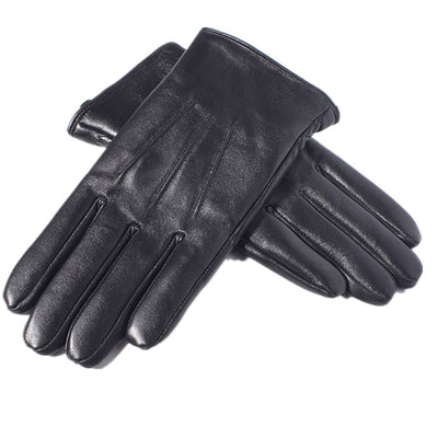 Leather Gloves Men Winter Warmth Thickened Plus Velvet Touch Screen Sheepskin Button Gloves Men