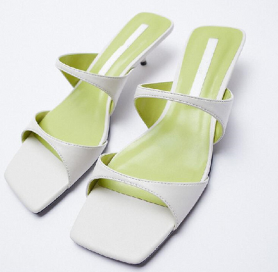 Designer Shoes New White Kitten Heel Women Slipper Square Toe Fashion Ourdoor Fairy Sandals Slippers