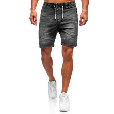 Men's Casual Denim Shorts Elastic Tether Sports Denim Shorts