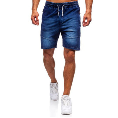 Men's Casual Denim Shorts Elastic Tether Sports Denim Shorts