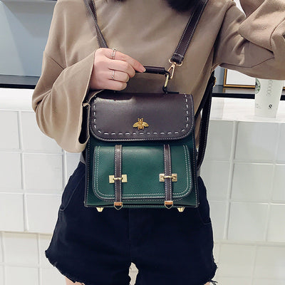 Contrasting Retro Small Backpack Women