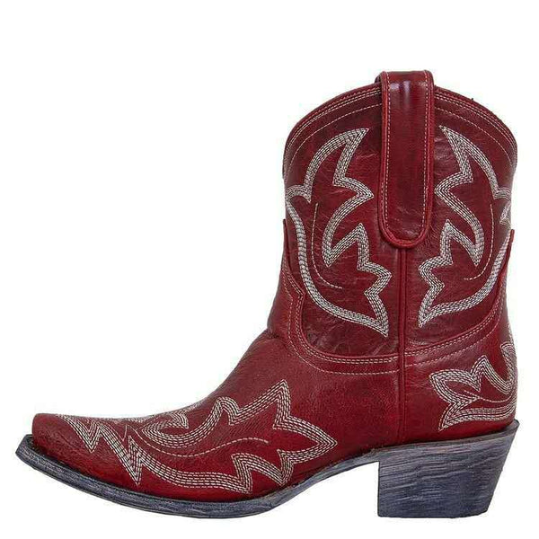 Faux Leather Cowboy Ankle Boots For Women Wedge