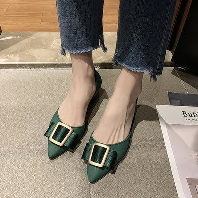 Women Jelly Shoes Trend Square Buckle Pointed Toe Pumps