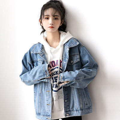 Washed Denim Jacket Women Loose Korean Style