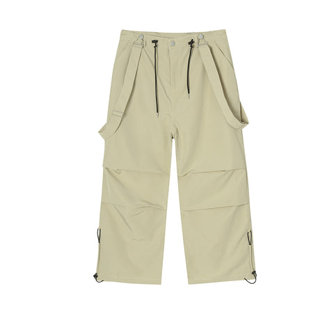 Harbor Style Basic Casual Belt Pants, Leg Binding Overalls, Men''s Versatile Straight Casual Pants