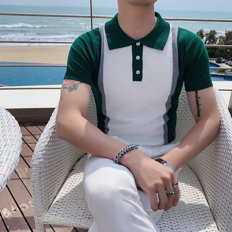 Slim-fit Lapel Casual Knit POLO Shirt For Men