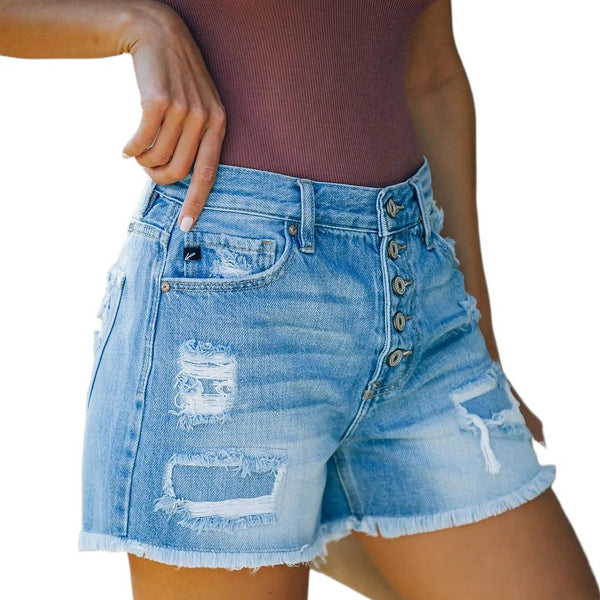 Summer Casual Denim Straight Leg Pants High Waist Denim Shorts