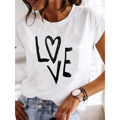 European And American Women's Clothing Casual Daily Short Sleeve Casual Cotton T-shirt