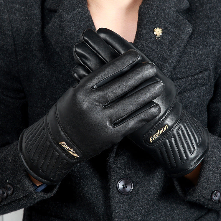 Gloves men winter plus velvet thickening