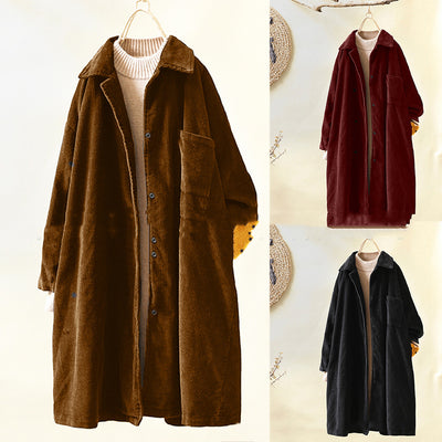 Simple Lapel Long Sleeve Mid-Length Trench Coat Women