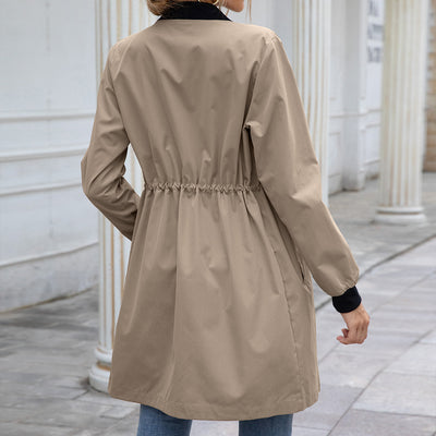 Long hooded waist trench coat