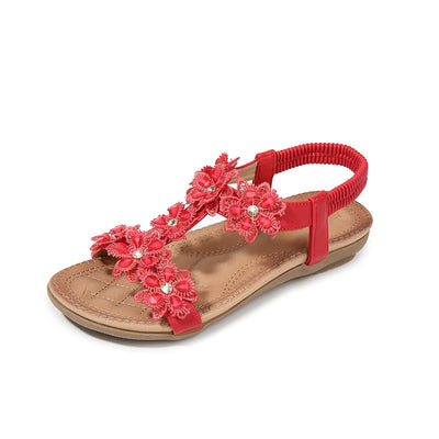 Large Size Sandals Women T-Shaped Flower Women Sandals Beach Sandals