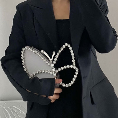 Fashionable Butterfly Clutch With Diamonds Diamond Dinner Bag Clutch
