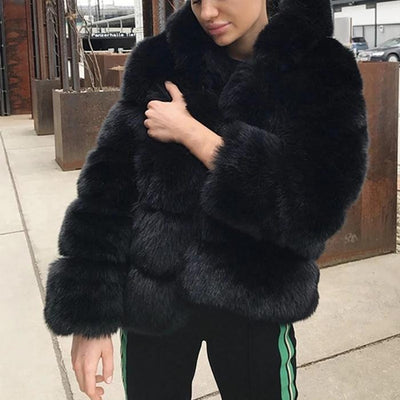 Fur fox fur hooded women's coat