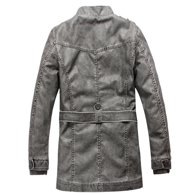 Men's leather trench coat