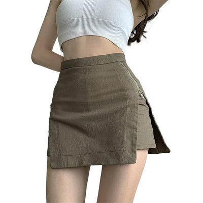 Real Shot Design Sense Zipper Denim Skirt Women