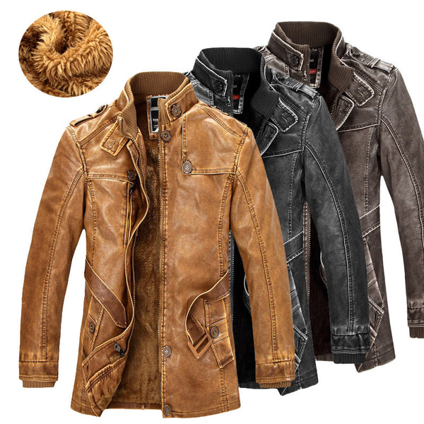 Men's leather trench coat