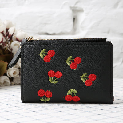 Cherry embroidery coin purse