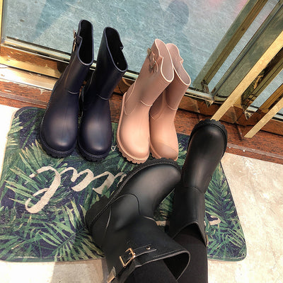 Fashion Temperament Non-slip Waterproof Shoes Rubber Rain Boots Women