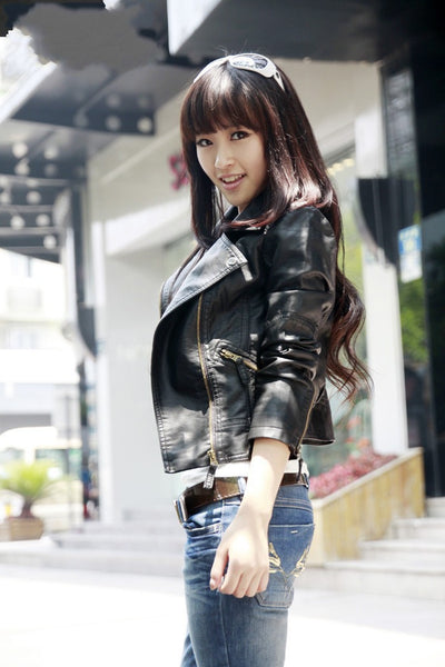 Faux leather jacket for women