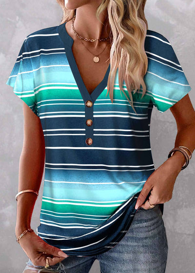 Multi Color Gradient Button Top Casual