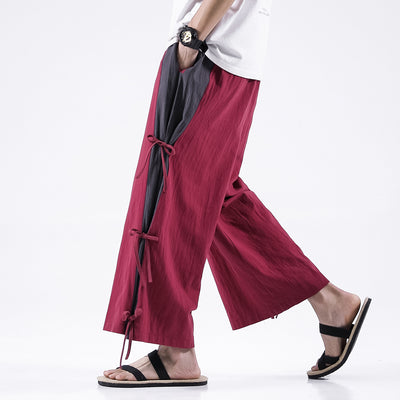 Spring And Summer Men's Cotton And Linen Casual Pants Wide Leg Pants Men