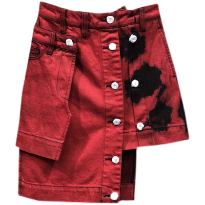 Double Dyed Irregular Denim Skirt For Women