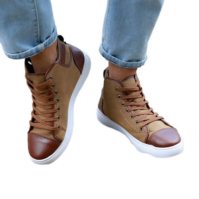 Men Lace-Up Leather Boots