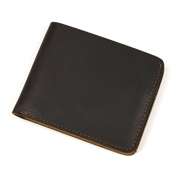 New Retro Crazy Horse Leather Short Wallet For Men
