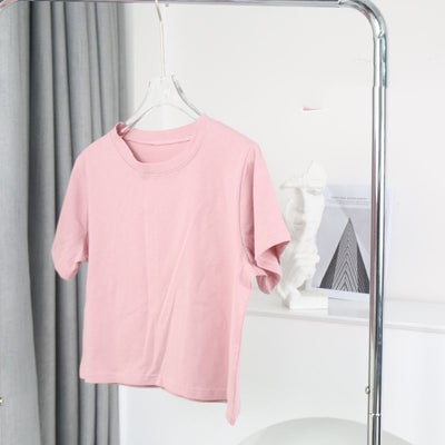 Cotton Round Neck Short Sleeved Top For Women