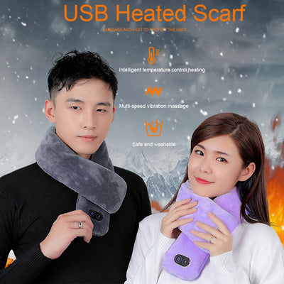 Women Men Soft Temperature Control Pain Relief Cervical Massage Shoulder Neck Wrap USB Heated Scarf Shawl Washable Winter Warm