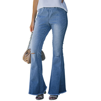 Jeans Women's European And American High Waist Elastic Waist Head